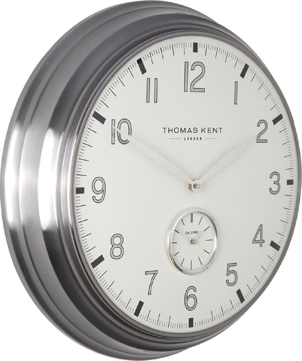 Thomas Kent - Klok Timekeeper wit - zilver Ø71CM