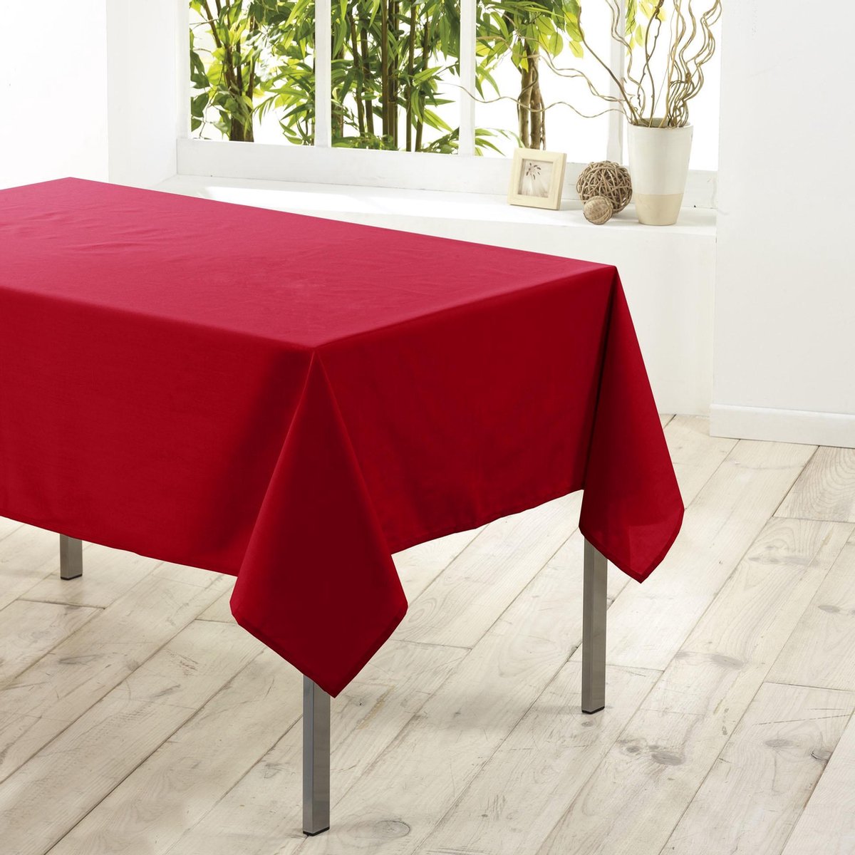Tafellaken-Tafelkleed- Essentiel rood 140x250cm - Merkloos
