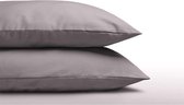 Set van 2 grijze (midden grijs tot lichtgrijs) kussenslopen (kussensloop kussenhoes) KATOEN voor hoofdkussen van 60 x 70 cm (beddengoed op het bed, cadeau idee!)