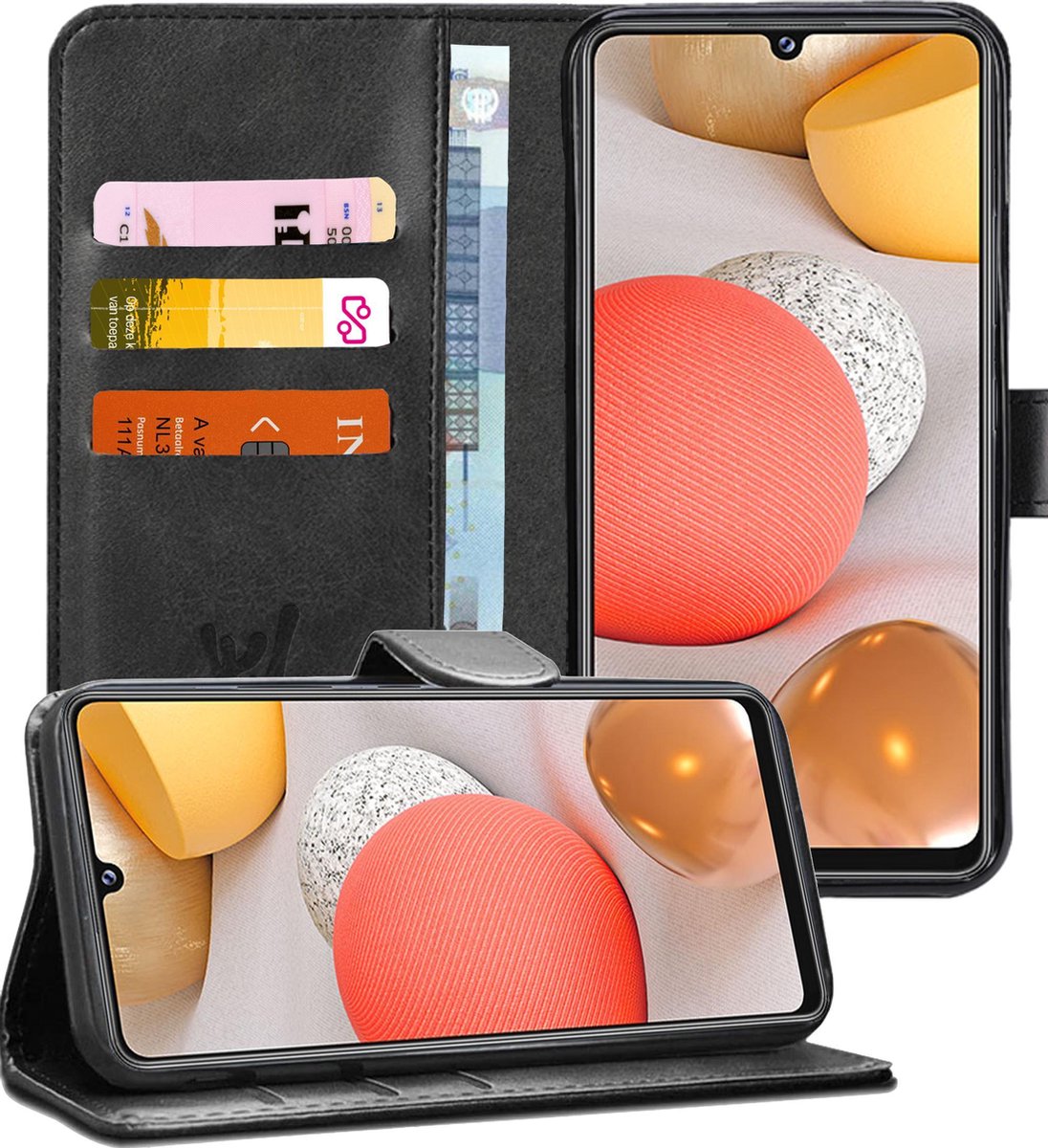 Hoesje geschikt voor Samsung Galaxy A42 - Book Case Kunstleer Pasjeshouder Zwart