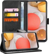 Samsung Galaxy A42 Hoesje - Book Case Leer Wallet Cover Portemonnee Pasjeshouder Hoes Zwart