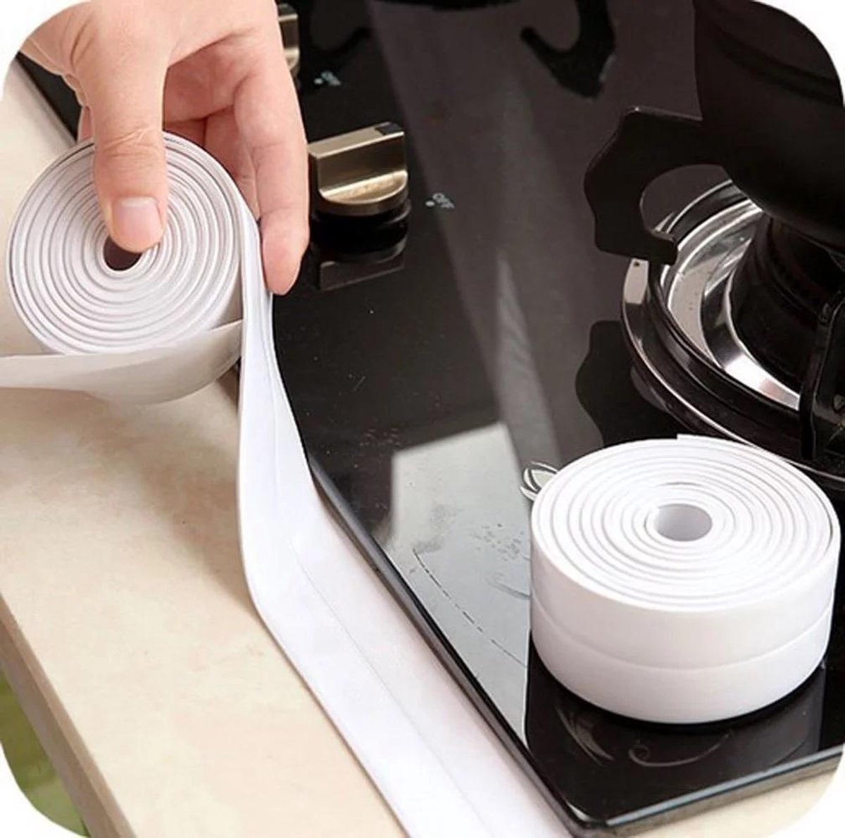 3 Kleuren 3.2M Kitstrip, Muurafdichtstrip PVC Lengte Zelfklevende Badmuurafdichtstrip Waterdichte Afdichtingstape Voor Keuken Gasfornuis Spoelbak Wastafel Badmurenbeschermer 22mm 3 2m Grijs 661599100