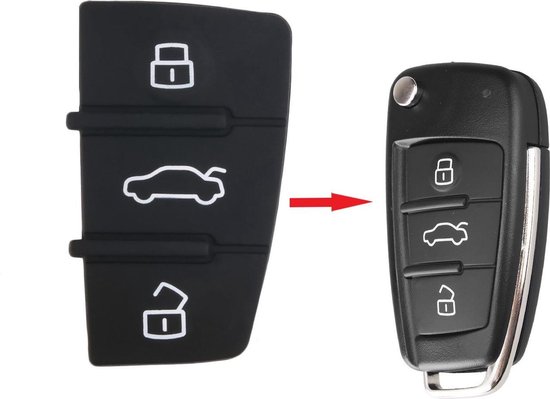 2x caoutchouc clé Audi / Pad 3 boutons pour remplacer vos boutons poussoirs  endommagés