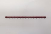 Vij5 - Coatrack By The Meter door Maarten Baptist - metalen wandkapstok, lasergesneden uit een buisprofiel met 15 haken - 150cm - RAL3032 parelmoer-donkerrood