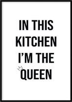 Poster Kitchen Queen - 50x70 cm - Quotes Poster - WALLLL
