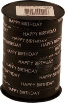 Happy birthday inpaklint - zwart - 250m - cadeaulint - krullint - sierlint - verjaardag