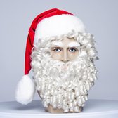 Kerstman Baard en Pruik Luxe | Santa Baardstel Baard Pruik en Snor | Pruik met verstelbare kap | Synthetisch Santa Baarstel