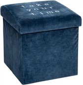 Opbergbox -Take Your Time Box , opbergbox , opvouwbare linnen tas , zitbank , velvet blauw 40 x 40 x 40 cm