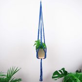 Plantenhanger - 115 cm - Katoen - Blauw - Plantenhanger macrame - Plantenhanger binnen