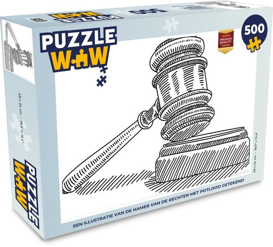 Te Garderobe kort Puzzel 500 stukjes Rechter illustratie - Een illustratie van de hamer van  de rechter... | bol.com