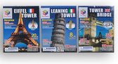 3x 3D puzzel - Spel en creativiteit - Eiffeltoren - Tower Bridge - Toren van Pisa - Leuke 3D puzzel - Engeland - Italië - Frankrijk - 3 stuks - Puzzel - Puzzelen - LIMITED EDITION