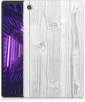 Siliconen avec naam Lenovo Tab M10 Plus Cover Wit Wood avec côtés transparents