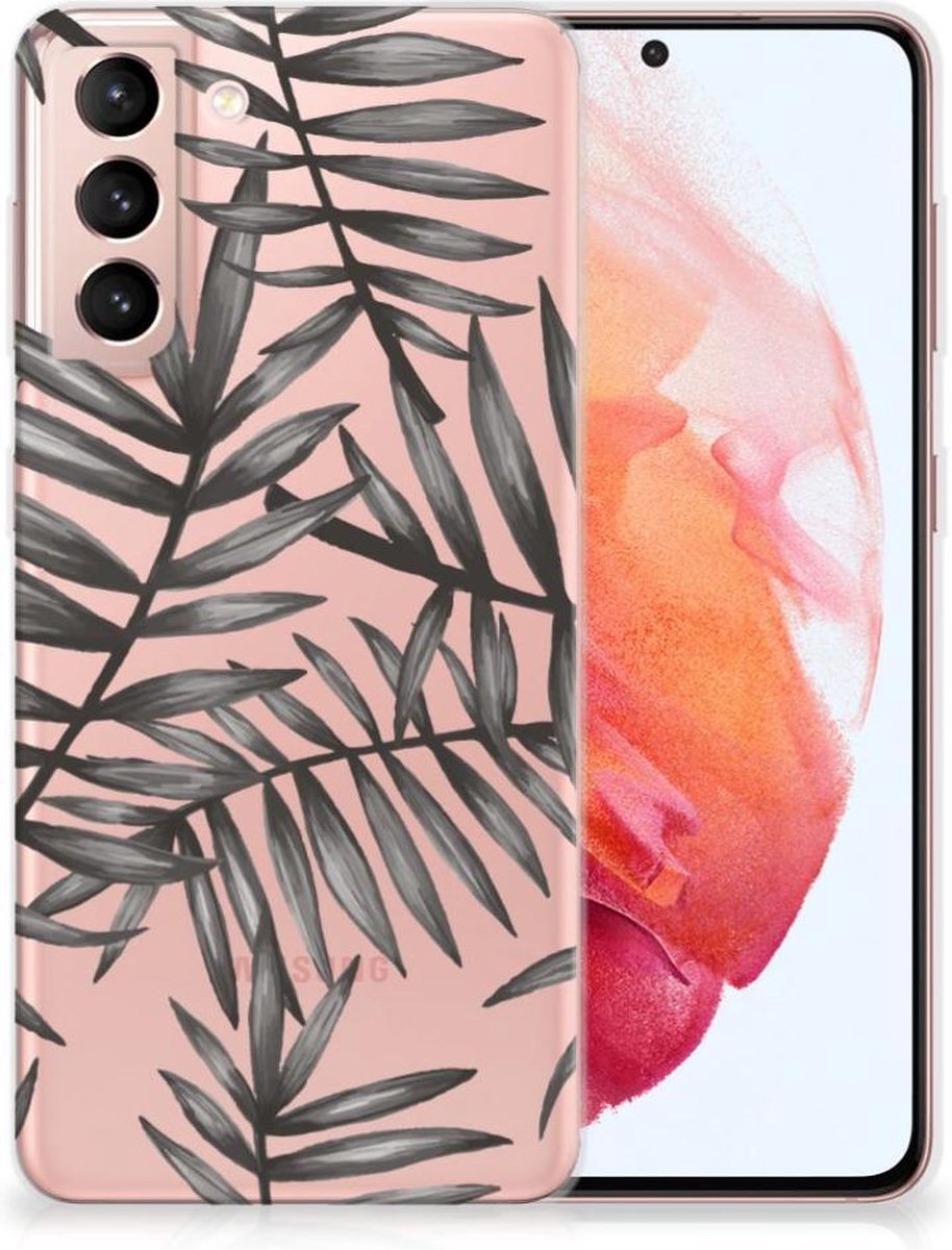 Back Cover voor Samsung Galaxy S21 TPU Case Leaves Grey