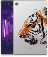 Hoes Lenovo Tab M10 Plus Siliconen Cover Ontwerpen Tiger met transparant zijkanten