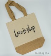 Schoudertas - boodschappentas - strandtas - tas Love to Shop - bio katoen - laptoptas - shoppen -