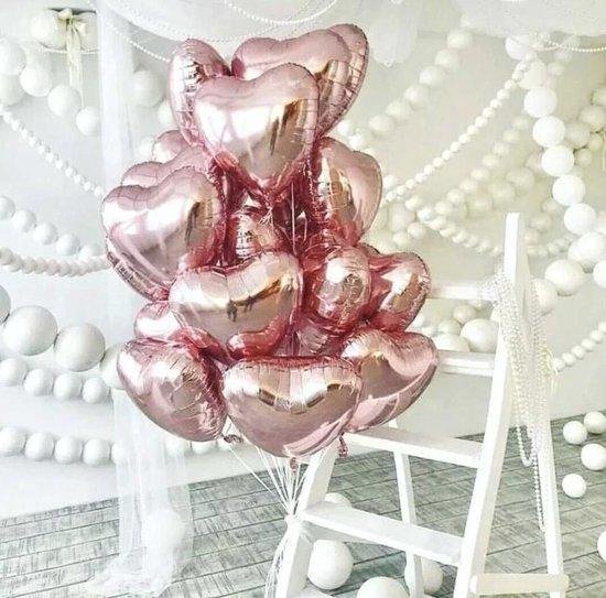 Hartjes Ballonnen Rose Goud 5 Stuks | Folie Ballonnen set voor Valentijnsdag | Helium Ballon | Party Feest Blonnen | Romantische Versiering - 45cm