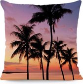 Kussens - kussenhoes Vintage California Sunset - palmbomen - vierkant - exclusief binnenkussen - sierkussenhoes