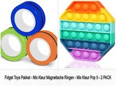 Fidget Toys Pakket - Mix Kleur Magnetische Ringen - Mix Kleur Pop It Octogan - 2 PACK