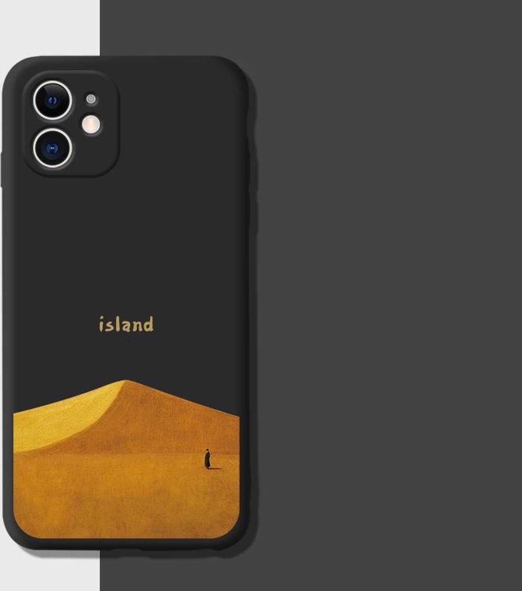 iPhone 11 Hoesjes Siliconen Hoes Case - Gold Island - zwart - schattig - interessant -Tekenfilms - Dezelfde mobiele achtergrond