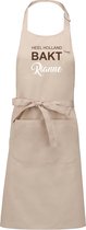 Exclusieve keukenschort - Heel Holland Bakt - beige - met voornaam - opdruk Bruin - naam in wit