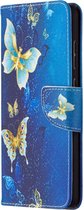 Goud blauw vlinder book case hoesje Samsung Galaxy A72
