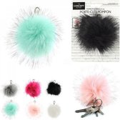 Sleutelhanger pom pom - zachte sleutelhanger - 12cm - 2 stuks