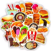 ProductGoods - 50 Stuks FastFood Stickers - Muur Decoratie - Koffer Decoratie - Laptop Decoratie - Koelkast Decoratie - Stickervellen - Fastfood