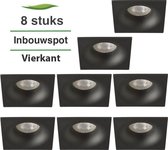 8 Stuks Lybardo Inbouwspot LED - Inbouw armatuur Dula - Vierkant - Zand Zwart