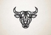 Wanddecoratie - Stier 2 - L - 75x84cm - Zwart - muurdecoratie - Line Art