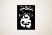 Wanddecoratie - Gorilla 3 - S - 58x41cm - Zwart - muurdecoratie - Line Art