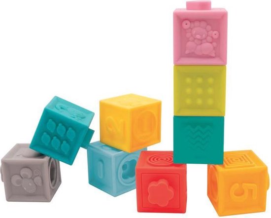 Blokken Set - LUDI Baby - Zachte Babyblokken met Ribbel Textuur van Merkloos — afbeelding 4