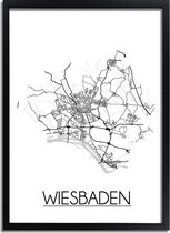 Wiesbaden Duitsland Plattegrond poster A2 + fotolijst zwart (42x59,4cm) - DesignClaudShop