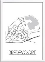 Bredevoort Plattegrond poster A2 + fotolijst wit (42x59,4cm) - DesignClaudShop