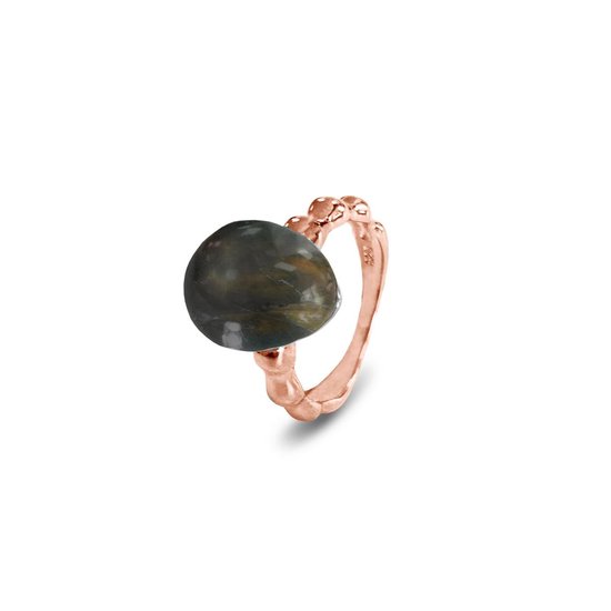 Silventi 9SIL-21144-54 Ring en argent - Femme - Labradourite Flash - Pierre précieuse - Taille 54 - Plaqué or rose (plaqué or / or sur Argent)