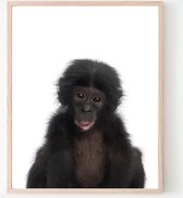 Poster Jungle / Safari Baby Aapje - 40x30cm/A3 - Baby / Kinderkamer - Dieren Poster - Muurdecoratie