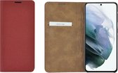 Geschikt voor Samsung Galaxy S21 Plus hoesje - Wallet case- S21 Plus hoesje - Portemonnee Bookcase Ultra dun Echt leer Rood