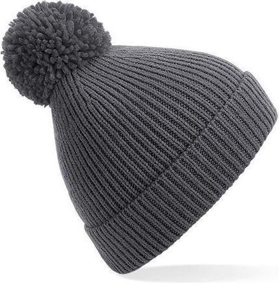 Bonnet avec fausse fourrure | gris graphite | hiver | bonnet torsadé pompon  | gris |... | bol.com