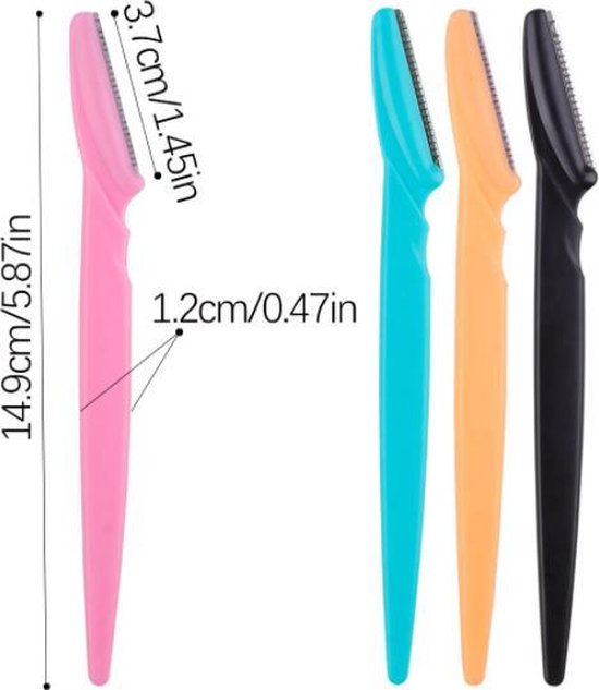 Lot De 3 Lames De Rasoir Pour Sourcils, Bikini, Moustache - Épilation Visage Et Corps, Poignée Ergonomique