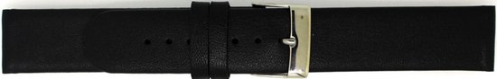horlogeband-horlogebandje-16mm-echt leer-zwart-recht-zacht -plat-leer-16 mm - Echt leer
