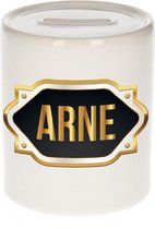 Arne naam cadeau spaarpot met gouden embleem - kado verjaardag/ vaderdag/ pensioen/ geslaagd/ bedankt