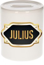 Julius naam cadeau spaarpot met gouden embleem - kado verjaardag/ vaderdag/ pensioen/ geslaagd/ bedankt