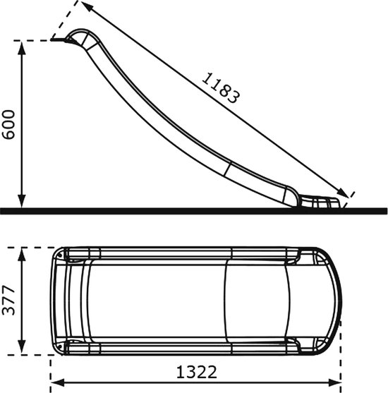 AXI Sky120 Glijbaan in Grijs van 118cm - Aanbouwglijbaan van Kunststof voor Platformhoogte 60cm - Aanbouw element voor speelhuisje / speeltoestel