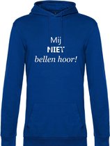 Hoodie met opdruk “Mij niet bellen hoor” Blauwe hoodie met witte opdruk. - Herojodeals