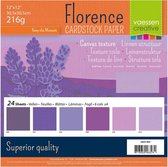 Vaessen Creative Florence Cardstock, Stevig Kaartpapier 216g - Paars, 24 Stuks. 30,5 x 30,5 cm