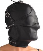 Strict Leather - Lederen kap met afneembare blinddoek en snuit - S/M - Bondage - Speeltjes - Pinwheel - BDSM - SM - Meesteres - Sado - Dildo - Vibrator - Penis - Buttplug - Sexy -
