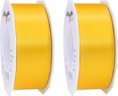 3x Luxe, brede Hobby/decoratie gele satijnen sierlinten 4 cm/40 mm x 25 meter- Luxe kwaliteit - Cadeaulint satijnlint/ribbon