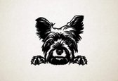 Wanddecoratie - Hond - Yorkie 2 - XS - 25x28cm - Zwart - muurdecoratie - Line Art
