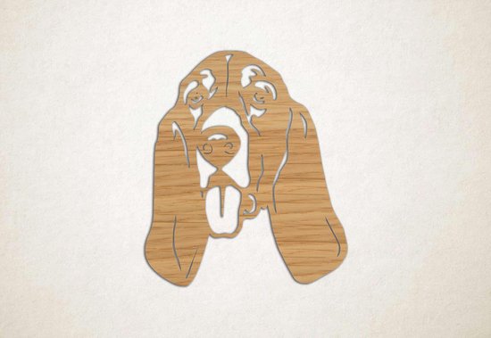 Wanddecoratie - Hond - Basset Hound 2 - M - 70x60cm - Eiken - muurdecoratie - Line Art