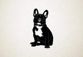Wanddecoratie - Hond - Franse bulldog 4 - M - 87x51cm - Zwart - muurdecoratie - Line Art