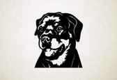 Wanddecoratie - Hond - Rottweiler 7 - XS - 29x25cm - Zwart - muurdecoratie - Line Art